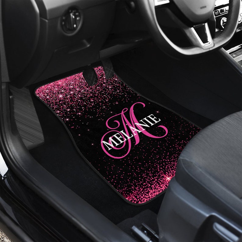 Custom Monogram Glitter Car Floor Matpersonalized Car Mat Etsy