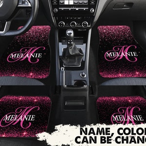 Custom Monogram Glitter Car Floor Mat,Personalized Car Mat, Women Car Accessories, Car Lovers Gift,Matching Car Mats, Custom Valentines Gift