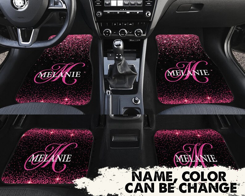 Custom Monogram Glitter Car Floor Matpersonalized Car Mat Etsy