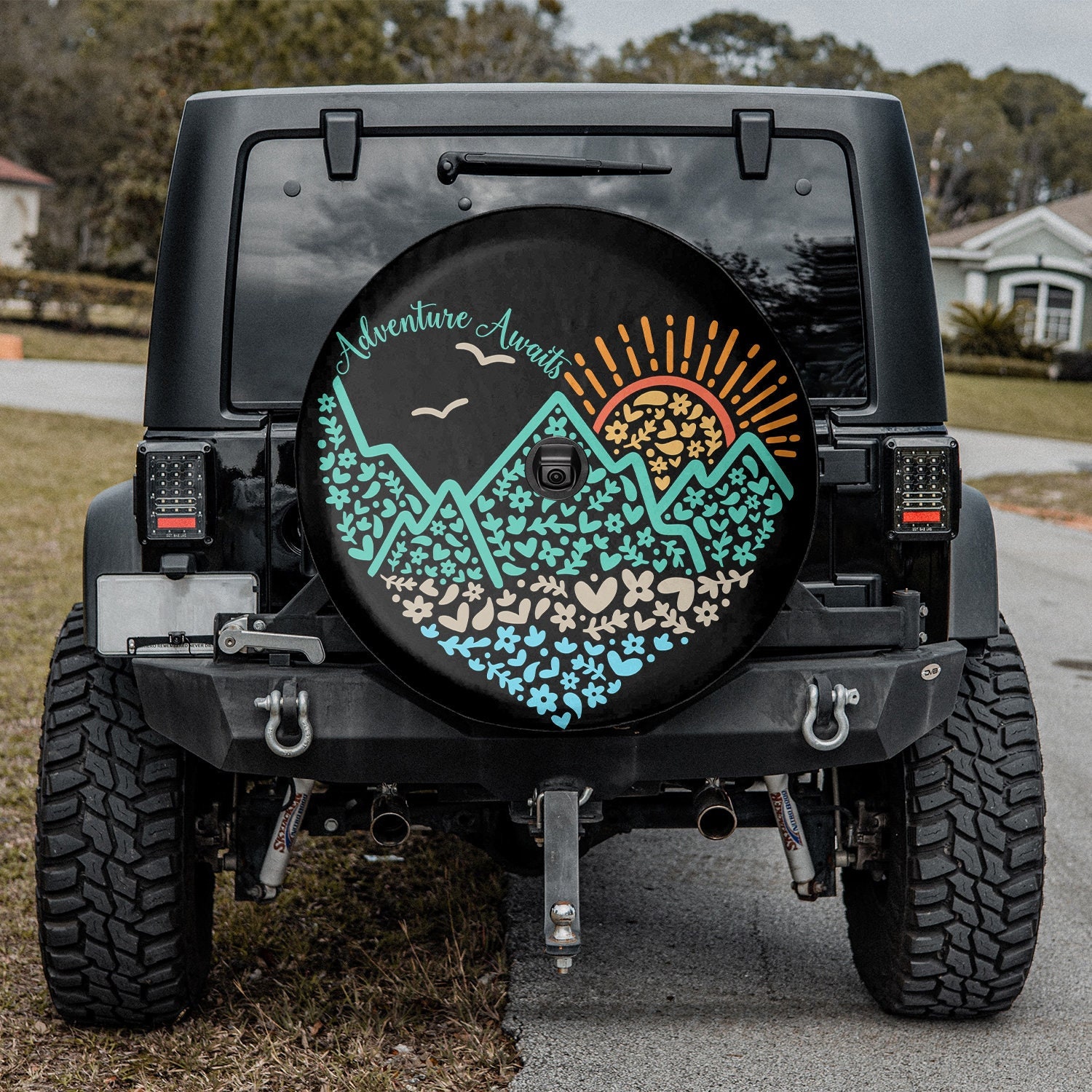 Discover Adventure Awaits Spare Tire, Nature Hiking Camping Tire Cover