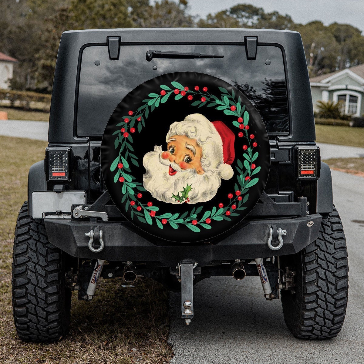 Discover Christmas Spare Tire Cover, Santa Camper Truck Spare Tire Cover