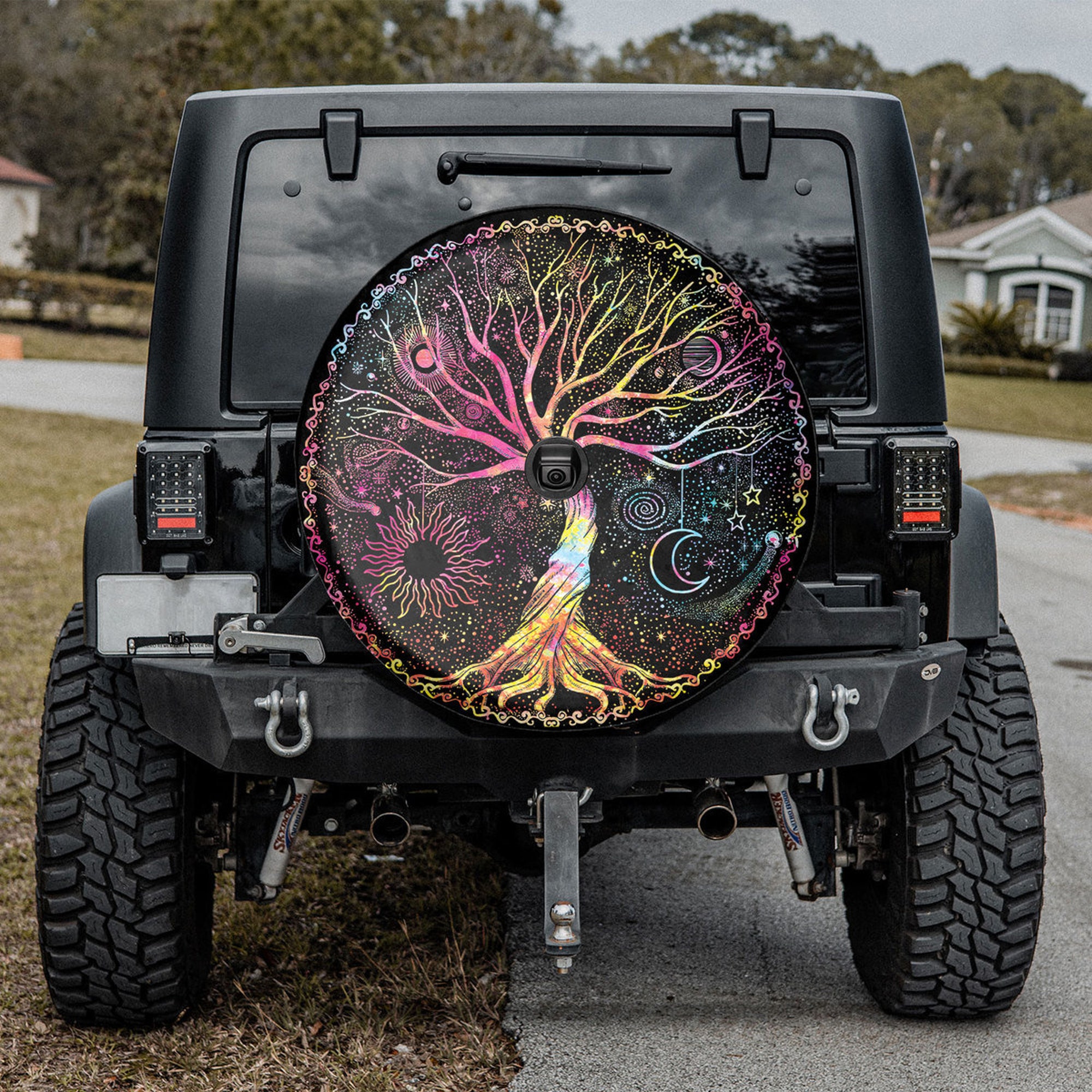 Trippy Psychedelic Tree Of Life Spare Tire Cover