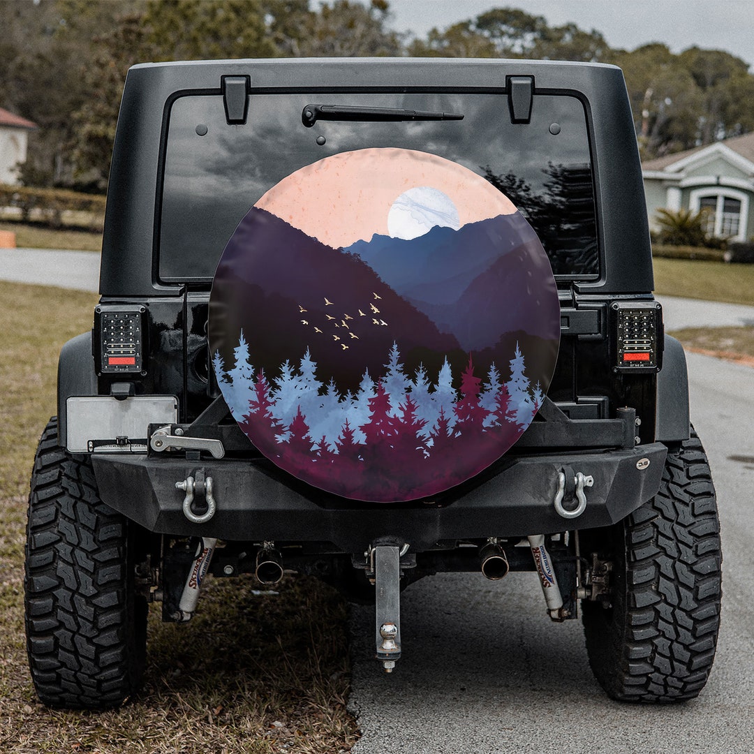 Nature Forest Mountain Spare Tire Cover, Custom Tire Cover