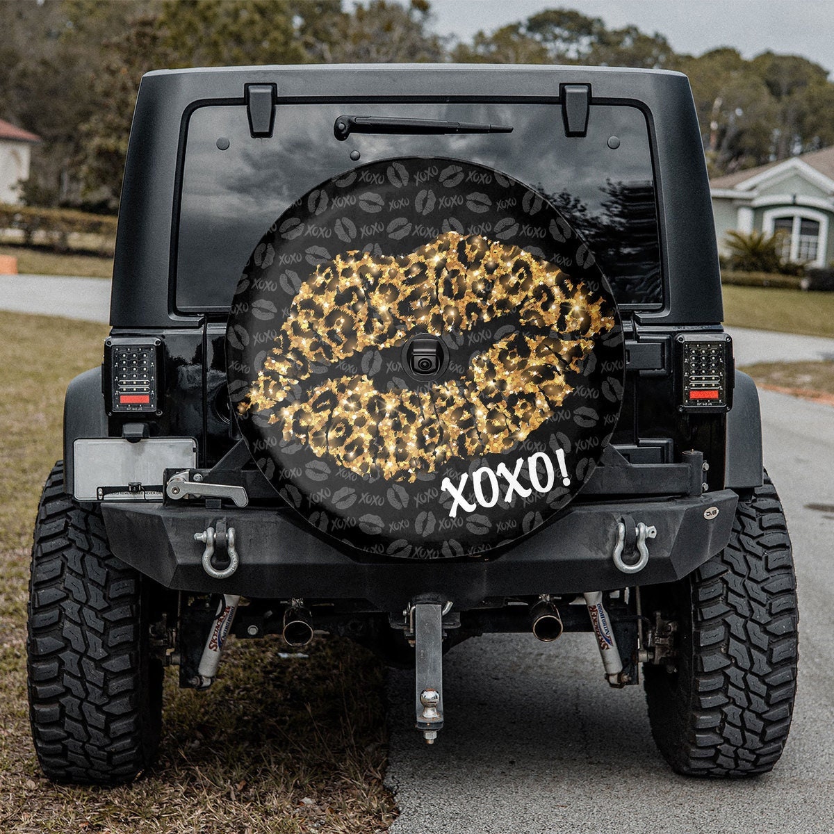 Discover Kiss Xoxo Leopard Lip Tire Cover, Traditional Leopard Spare Tire Cover