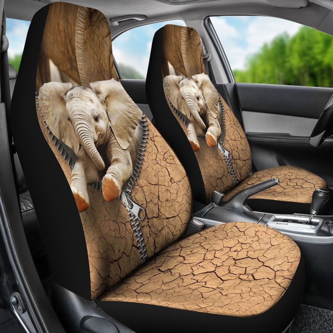 Elephant Baby Elephant In Zipper Car Seat Covers Luxury Seat Etsy
