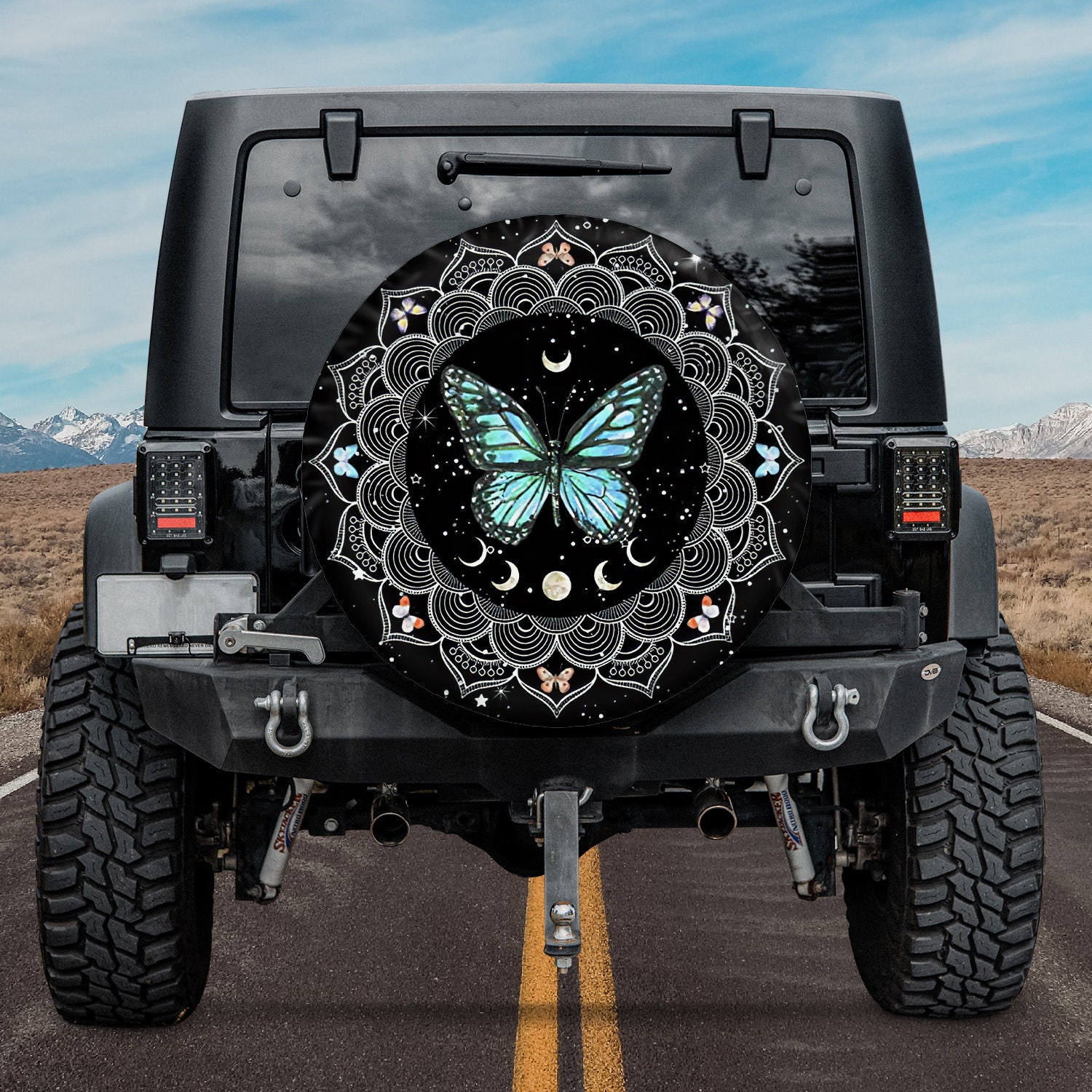 Mandala Butterfly Camper Truck, Gift For Truck Lover Spare Tire Cover