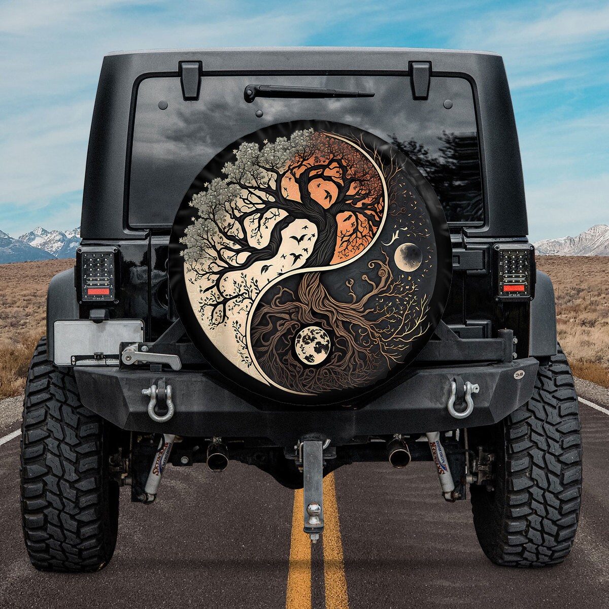 Tree of Life Yin Yang Spare Tire Cover