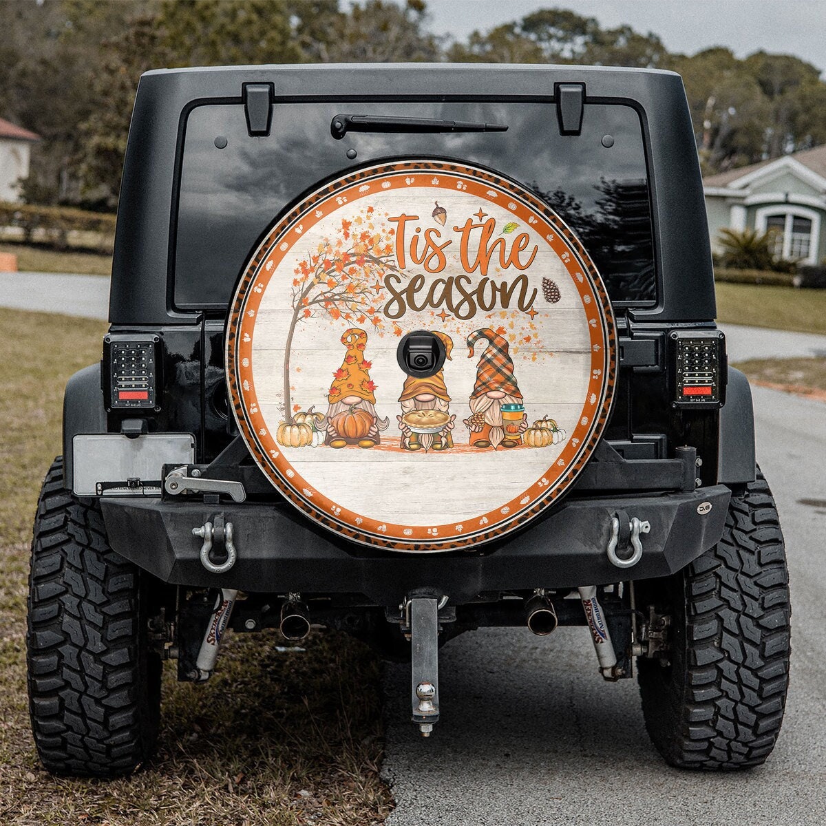 Discover Tis the Season Spare Tire Cover, Thankful Gnome Camper Truck Spare Tire Cover