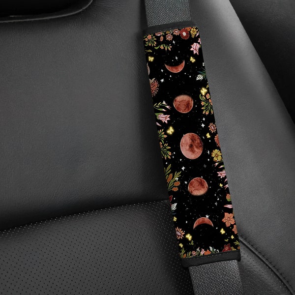 Lifeel Moonlight Garden Seat Belt Cover, Moon Phase,Car Accessory For Women, Cute Car Seat Belt, Car Decor, Car Decoration For Girl