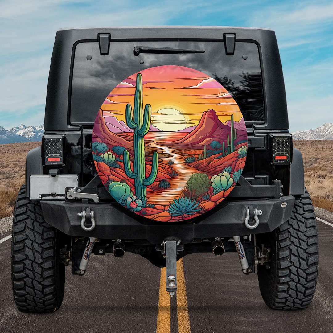 Cactus Desert Road Trip Spare Tire Cover Custom Tire Cover Etsy