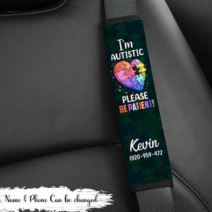 Personalized I am Autistic Seat Belt Cover, Be Kind, Autism Awareness, Car Accessory, Car Decor, Emergency Response Information, Non Verbal