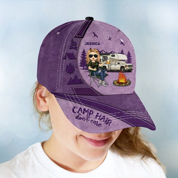 Camp Hair Don't Care - Camping Personalized Custom Hat, All Over Print Classic Cap - Gift For Camping Lovers - Vacation Hat - Camping Hat