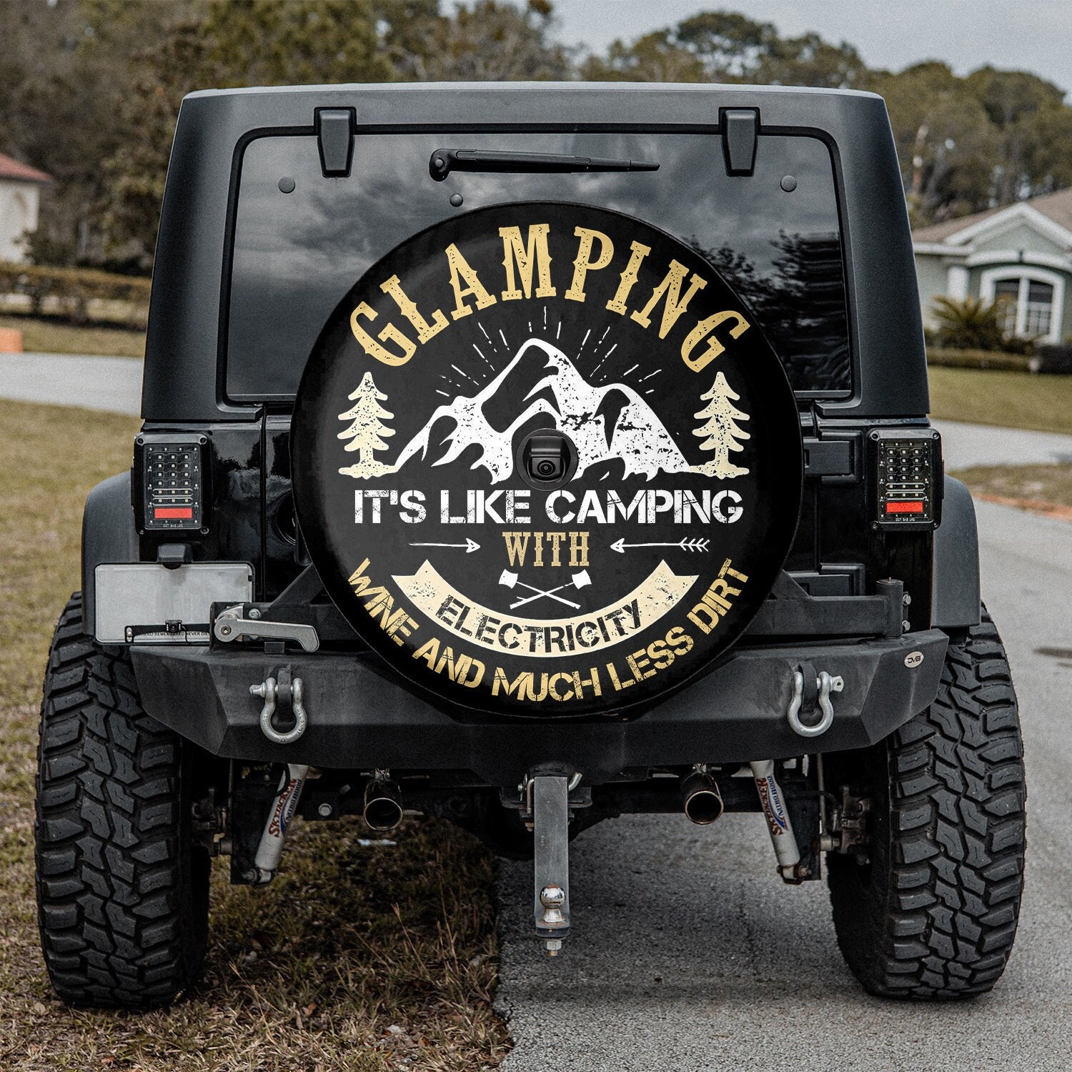 Glamping Camping Mountain Spare Tire Cover