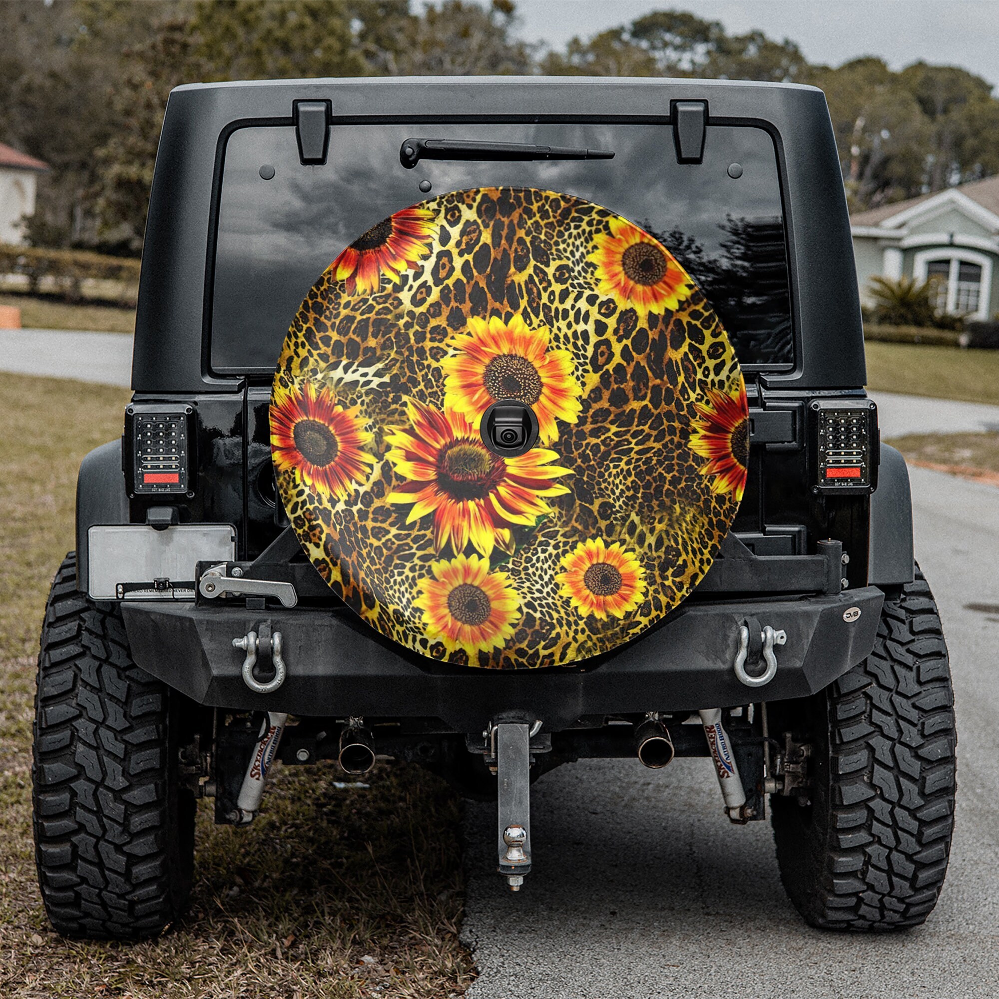 Discover Sunflower Spare Tire Cover Camper, Sunflower Leopard Cheetah Spare Tire Cover