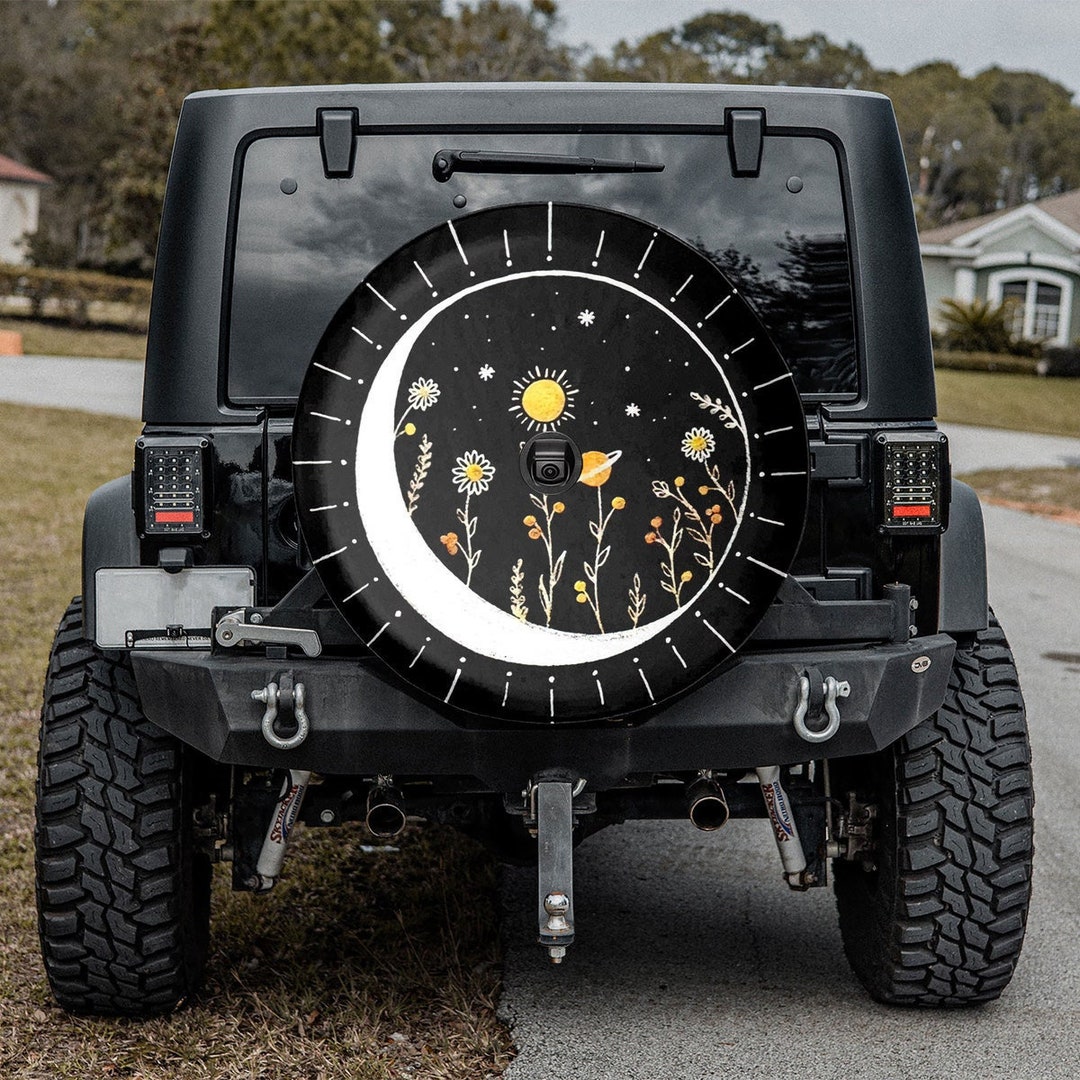 Floral Sun Moon Spare Tire Cover Camper Personalized Spare Etsy