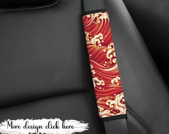 Japanese Art Wave Seat Belt Cover, Car Accessory For Women, Cute Car Accessory Interior, Car Decor, Car Decoration For Girl, Dog Cat Pattern