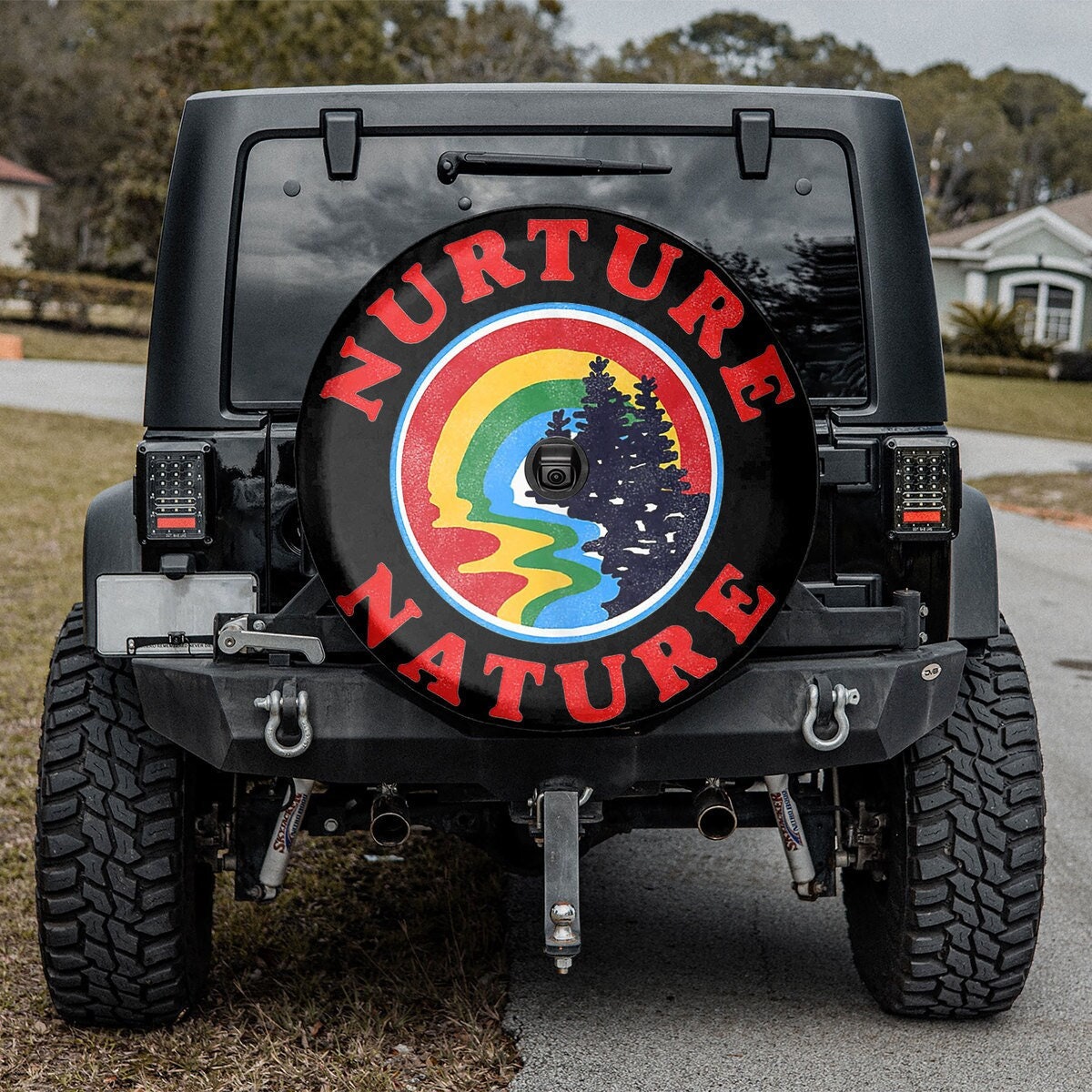 Discover Nurture Nature Spare Tire Cover, Mountain Lake Site, Adventure Gift For Father