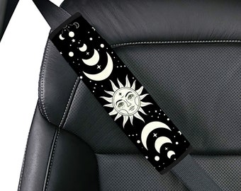 Moon Stars and Sun Seat Belt Cover, Moon Phase, Car Accessory For Women, Cute Car Seat Belt, Car Decor, Car Decoration For Girl and For Boy