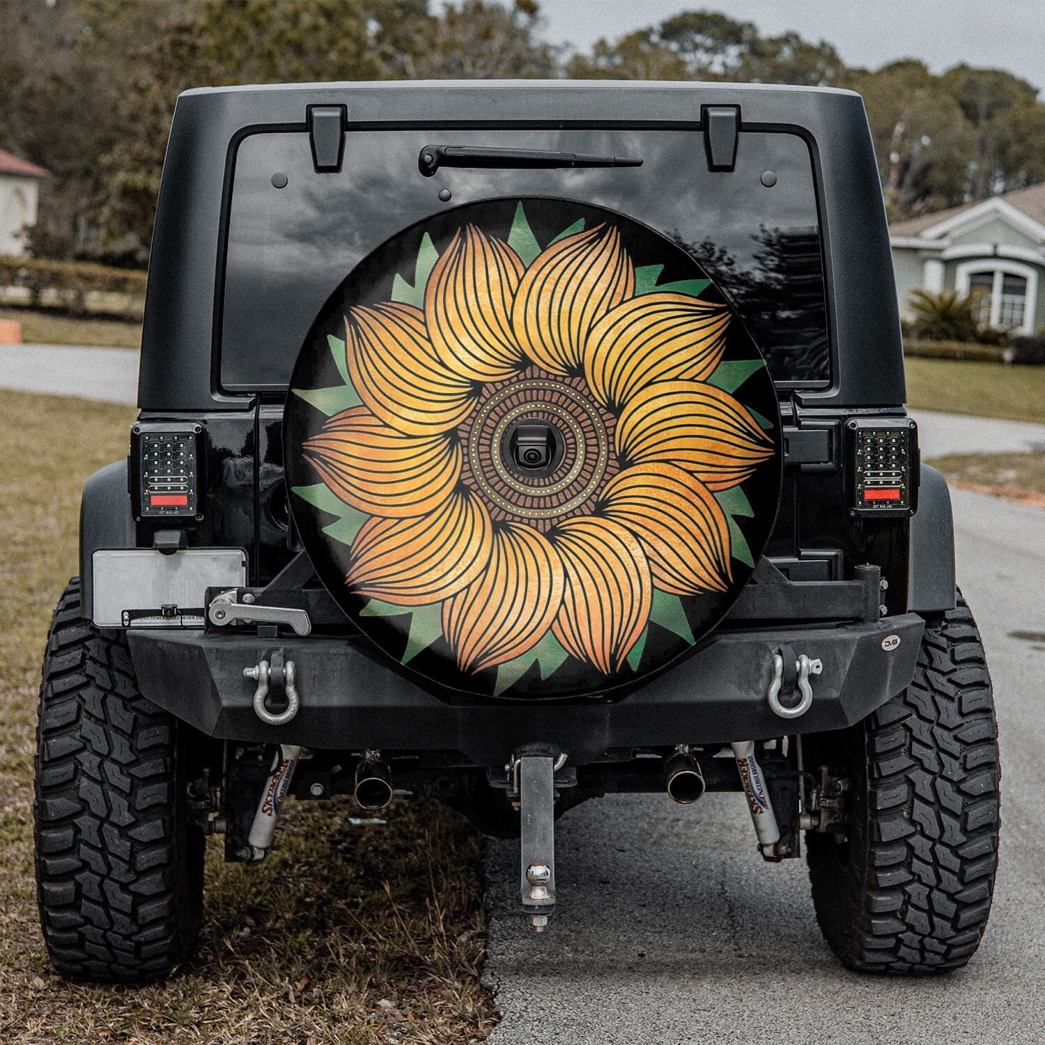 Discover Mandala Sunflower Spare Tire Cover