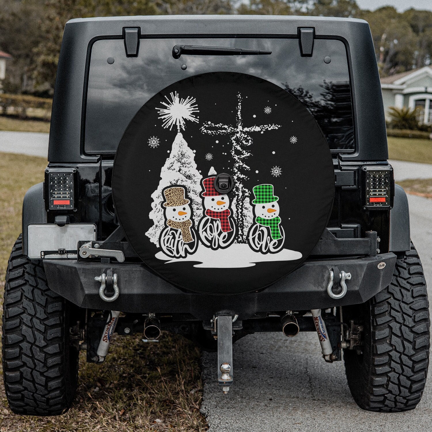 Discover Jesus Faith Hope Love Snowman Spare Tire Cover