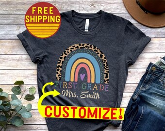 Personalized Teacher Gift Personalized Teacher Shirt Personalized Teacher Rainbow Shirt Teacher Appreciation Gift Customized Teacher Shirts