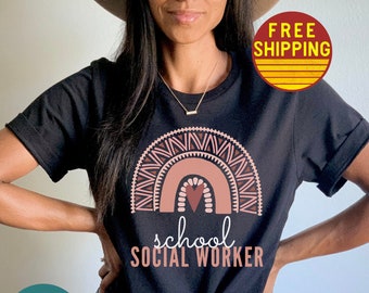 School Social Worker Shirt School Social Worker Gift For School Social Worker School Social Worker Tshirt Rainbow School Social Work Shirts