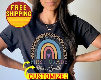 Personalized Teacher Gift Personalized Teacher Shirt Personalized Teacher Rainbow Shirt Teacher Appreciation Gift Customized Teacher Shirts