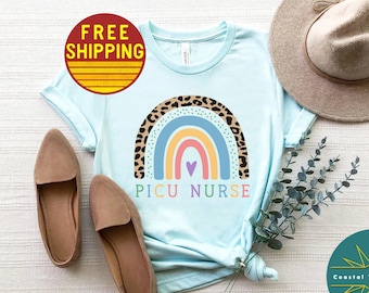 PICU Nurse Shirt PICU Nurse Rainbow Shirt Picu Shirt Gift For Picu Nurse Tshirt Pediatric ICU Nurse Gifts Nurse Appreciation Gift For Nurse