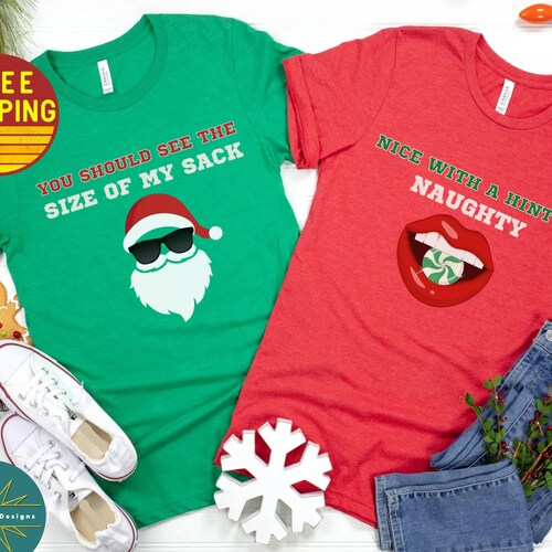 Naughty Couple Christmas Shirts Matching Couples Christmas Etsy