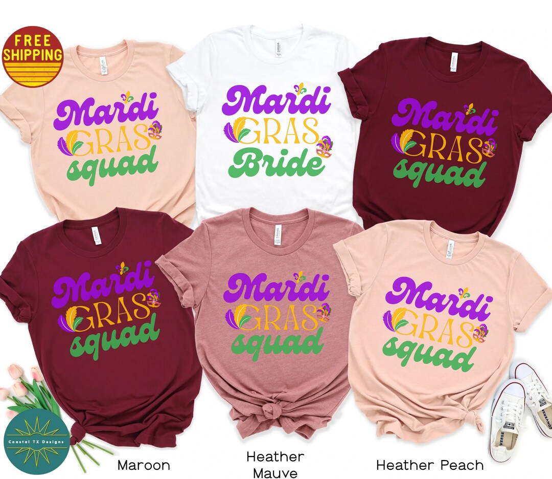 Mardi Gras Bride Shirt Mardi Gras Bach Shirts Mardi Gras Bachelorette ...