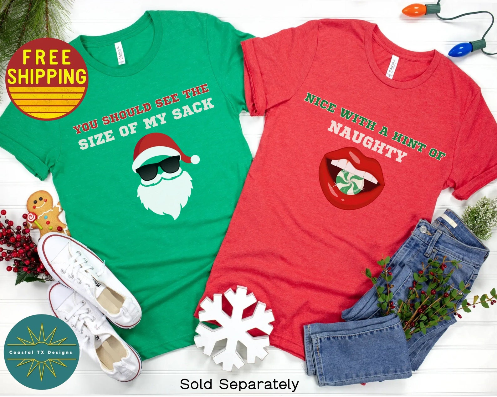 Funny His and Hers Christmas Shirts Matching Couples Christmas Etsy