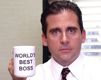 The Office World's Best Boss Mug Memorabilia - 15 oz White Ceramic - Michael Scott Exact Replica