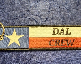 DAL CREW Texas flag inspired bag tag/keychain.