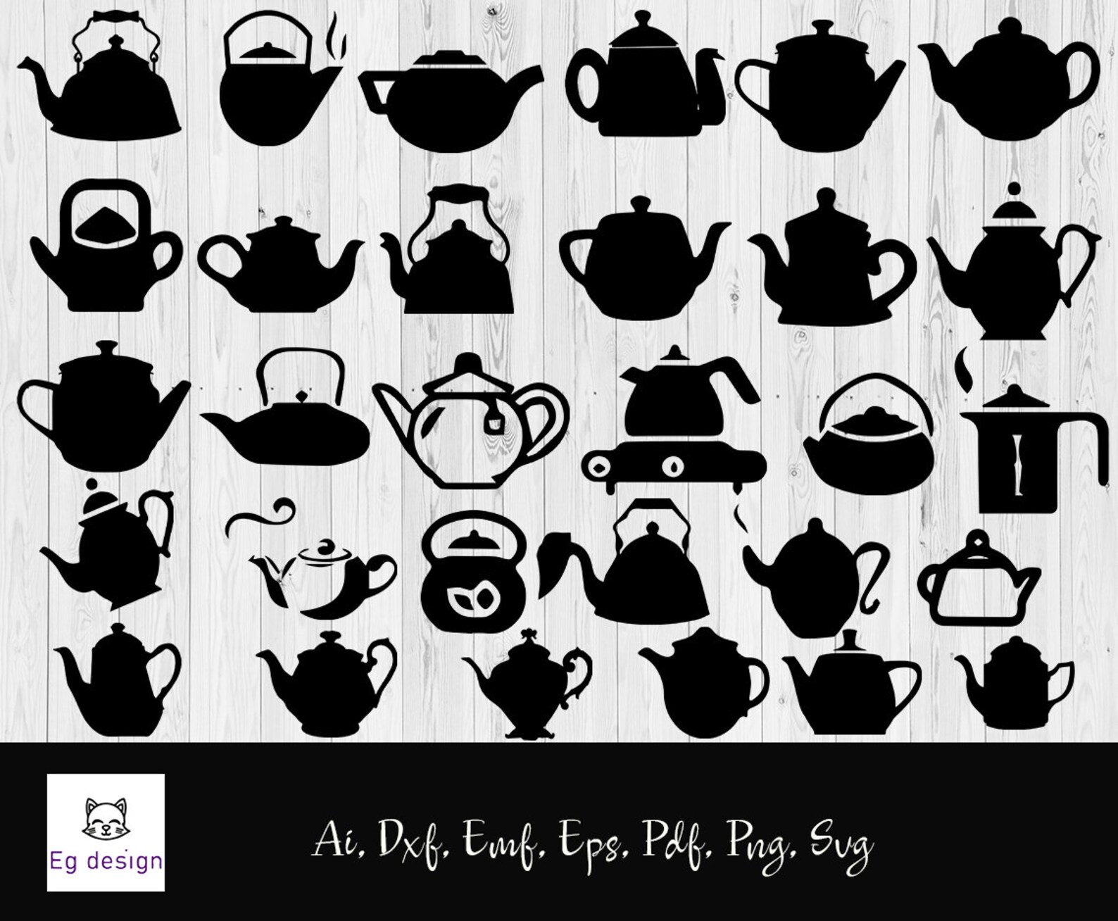 Teapot svg Teapot cut files Teapot decal design Teapot Etsy