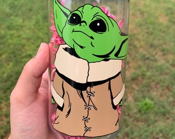 Baby Yoda Cup/ The Mandalorian Cup/ The Child Cup/ Grogu Cup/ Star Wars Cup/ Starbucks Cup/ Baby Yoda Gift/ Beer Can Glass