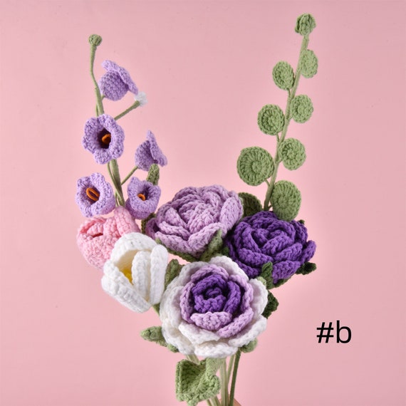 Handmade Flowers Bouquet, Crochet Flower Bouquet, Bridesmaids Bouquet,  Wedding Flower, Handmade Bridal Flowers, Handmade Knitted Flowers 