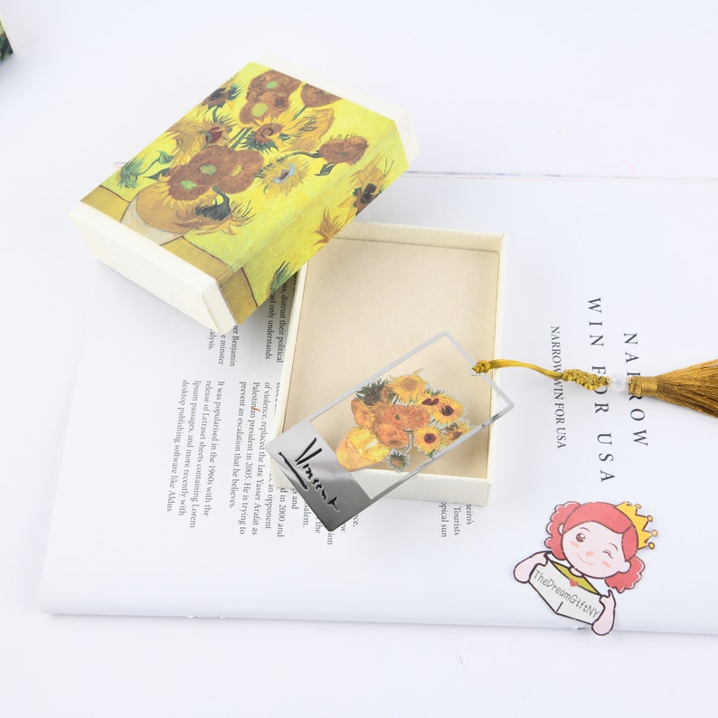 Van Gogh/sunflower Bookmarks Metal Art Bookmarktassel Etsy