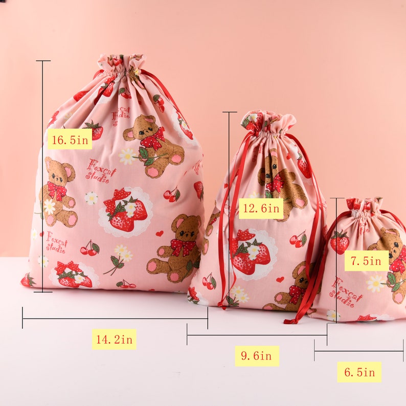 Cute Girly Bag Spring Gift Bag Reusable Drawstring Gift Bag Cotton Gift Tote Heart Gift Bag For Girlfriend Valentine/'s Day Gift Bag