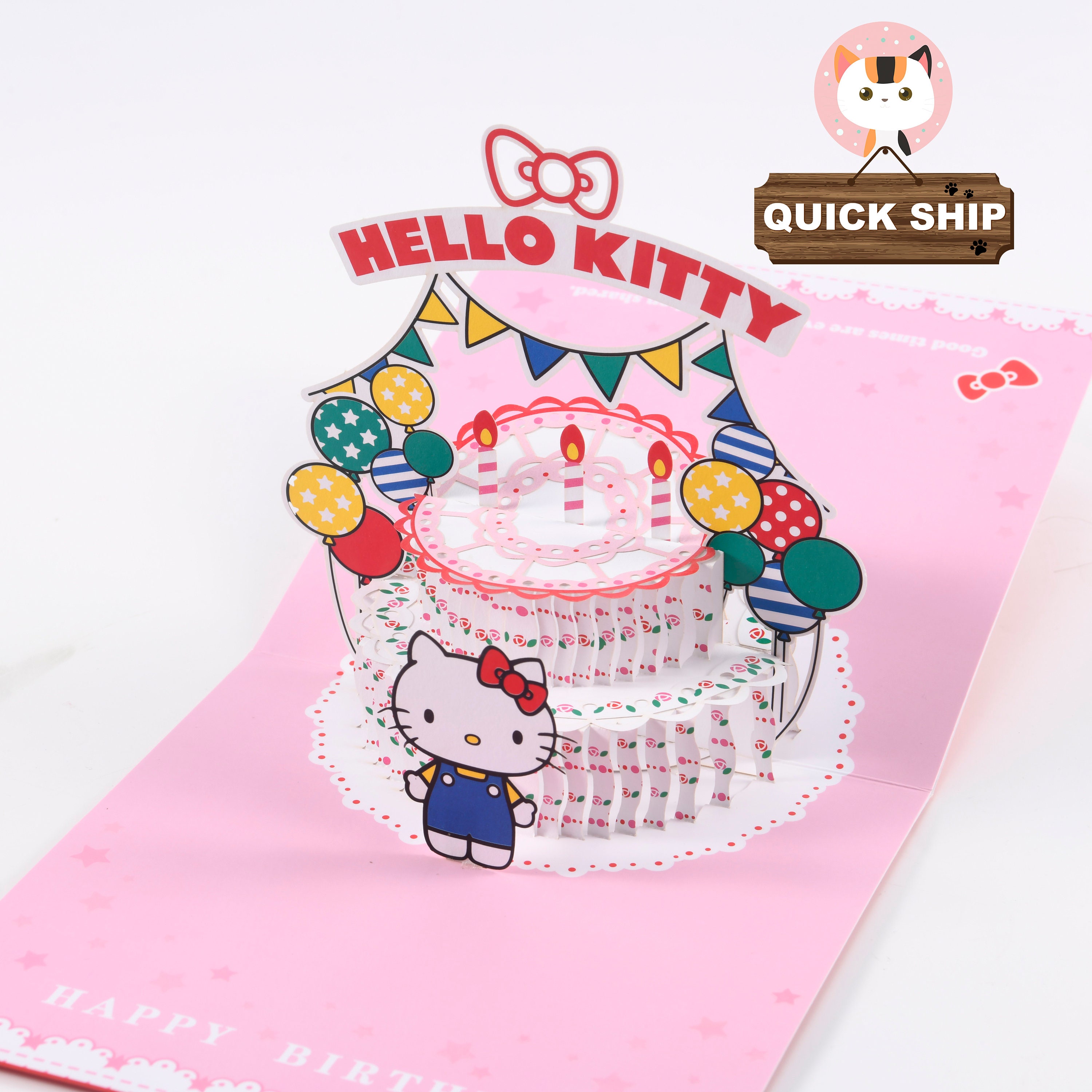 Hello Kitty Pop Up Birthday Card Handmade 3D Card 3D Popup Etsy
