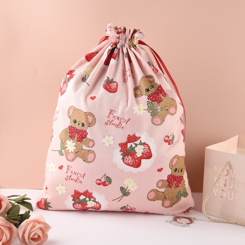 Cute Girly Bag Spring Gift Bag Reusable Drawstring Gift Bag Cotton Gift Tote Heart Gift Bag For Girlfriend Valentine/'s Day Gift Bag