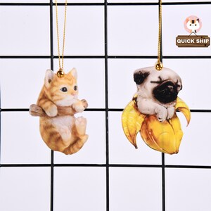 CLOSEOUT Cute Cat/Dog Car Pendant,Interior Mirror Ornament,Acrylic Crafts Car Hanging,Animal Shape Collectible Decor,Bag/Home Ornaments