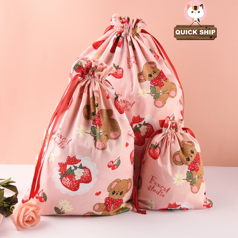 Cute Girly Bag Spring Gift Bag Reusable Drawstring Gift Bag Cotton Gift Tote Heart Gift Bag For Girlfriend Valentine/'s Day Gift Bag