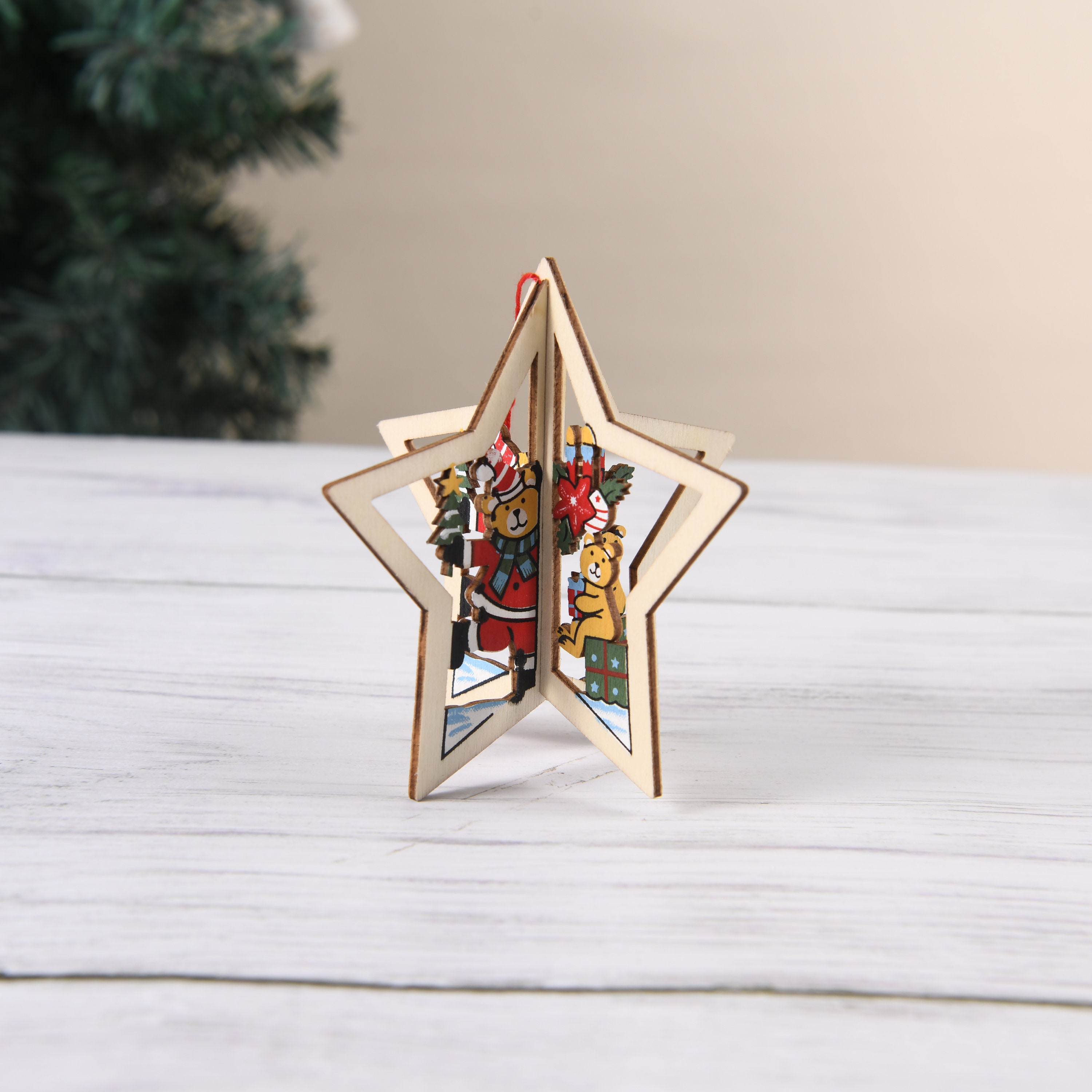 Clearance3d Christmas Tree Ornaments Wooden Christmas Etsy UK