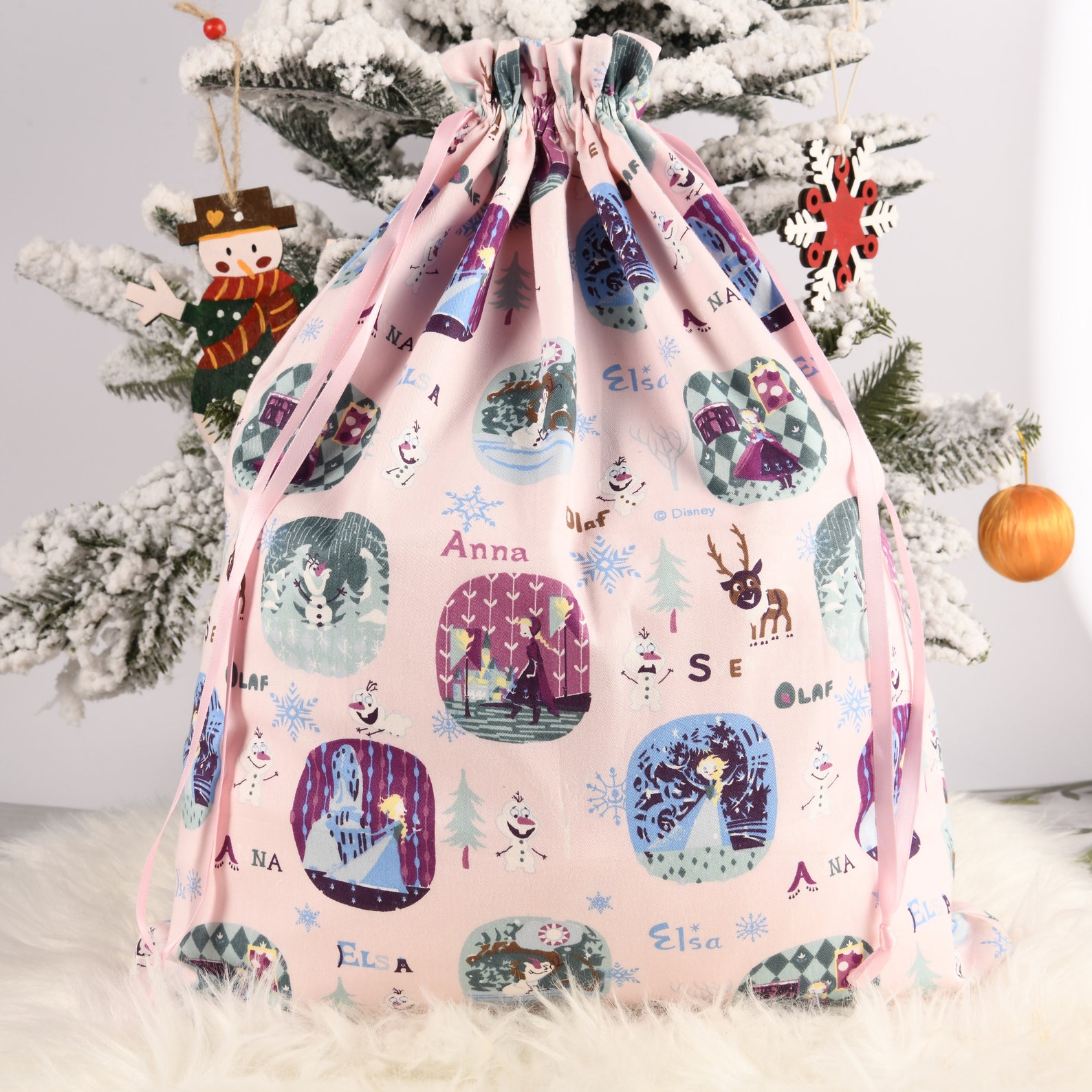 Frozen Cotton Drawstring Gift Bag Reusable Holiday Gift Bag Etsy