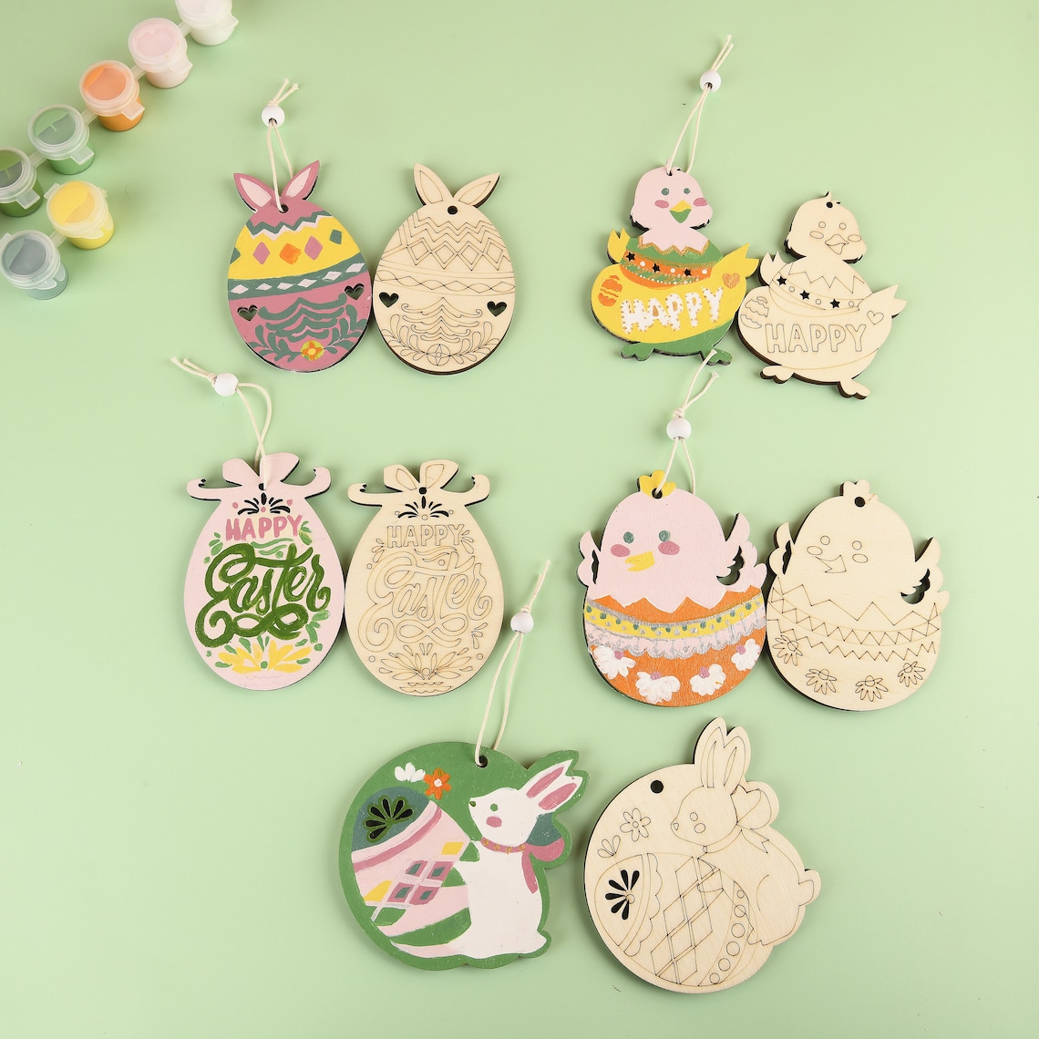 Easter Eggs DIY Ornament Kit Easter Wooden Ornaments Wood Etsy
