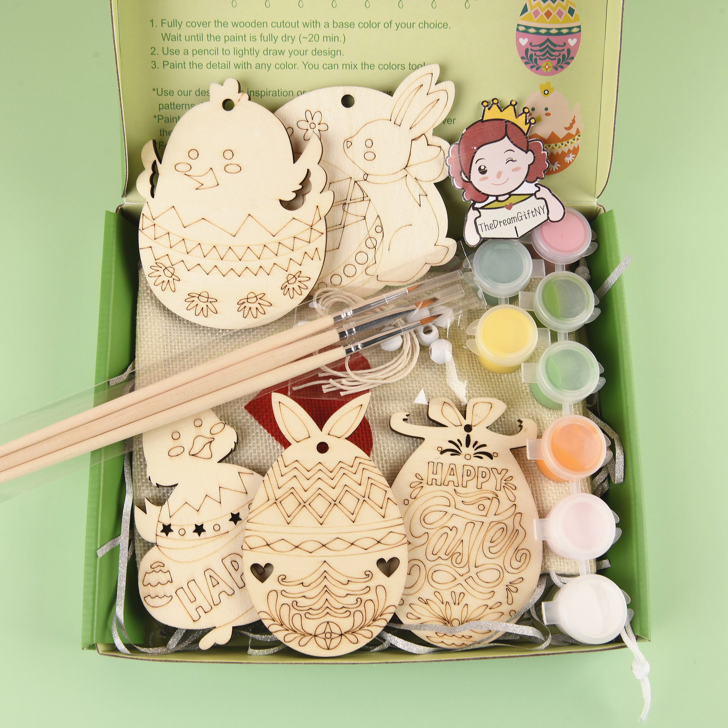 Easter Eggs DIY Ornament Kit Easter Wooden Ornaments Wood Etsy