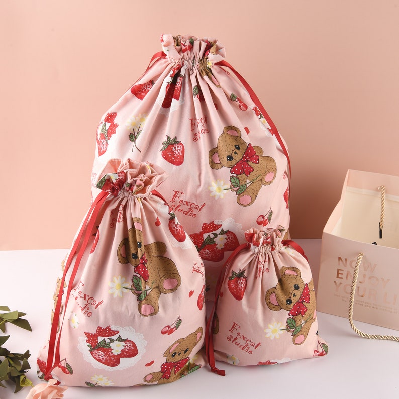 Cute Girly Bag Spring Gift Bag Reusable Drawstring Gift Bag Cotton Gift Tote Heart Gift Bag For Girlfriend Valentine/'s Day Gift Bag