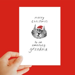 Feliz Natal para uma vovó incrível, cartão de vovó, fofo, amante de gatos, cartão de gato, cartão de animal, único, engraçado, peculiar, amante de cães