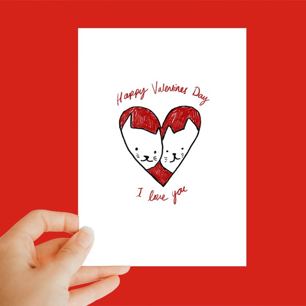 happy valentines day, I love you dog card, cat valentines card, valentines day card, humorous card, funny, quirky, valentines cat gift