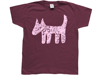 Oh Rats! Screen printed scruffy dog burgundy tee, baby tee, cute, gifts, dog gift, pet gift, funky, quirky t-shirt, unique, puppy,